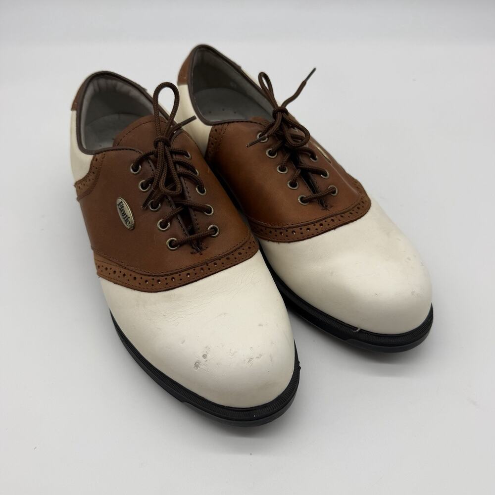 Etonic Difference Golf Shoes Mens 8 M Gore-Tex Leather White Brown Vintage
